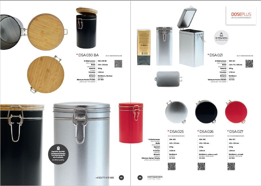Kaffeedosen-Katalog