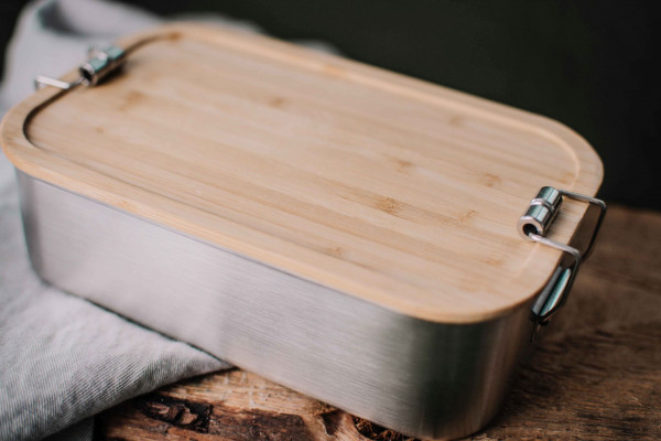 Stainless steel Lunchbox &quot;Junglepicknick&quot; with Bamboo-lid